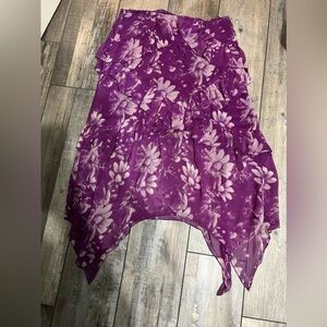 Urban Outfitters Purple Floral Flare Midi Skirt - Women's M
